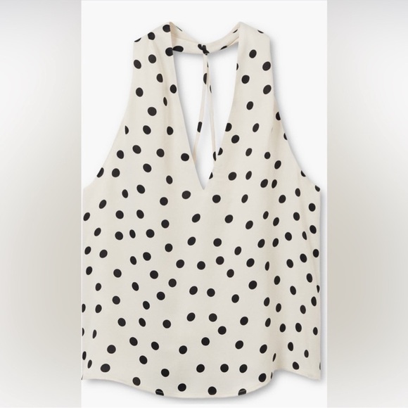 Mango Polka Dot Satin Halter Top XS NWT - Picture 5 of 9